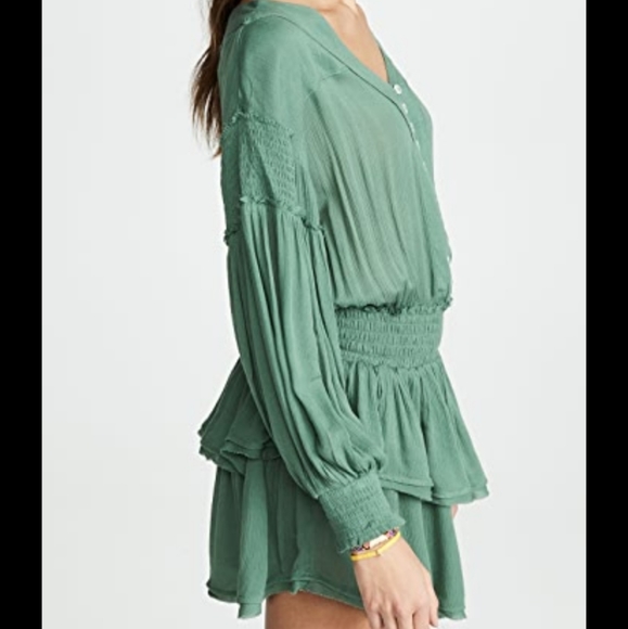 NWT FREE PEOPLE Mermaid Green ROMY Mini Dress - Picture 2 of 5